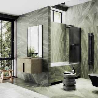 Шторка на ванну MaybahGlass MGV-792-6 80см чёрный